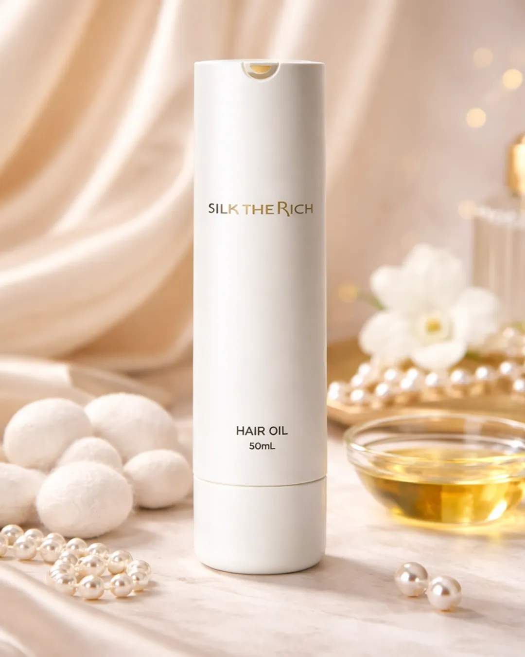 Silk The Rich white Hair Oil GPF Strengthening Frizz Control